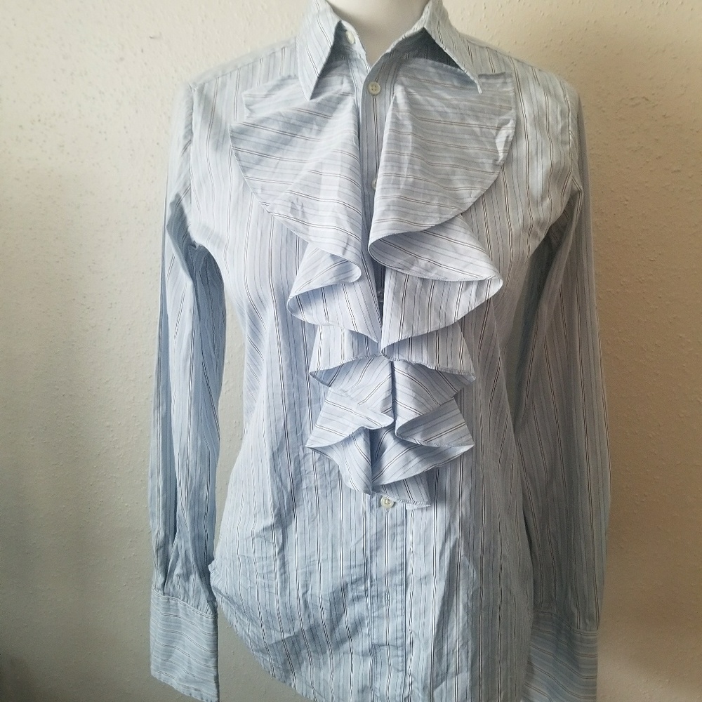 NWOT•RALPH LAUREN• SIZE 6•BLUE AND WHITE RUFFLE